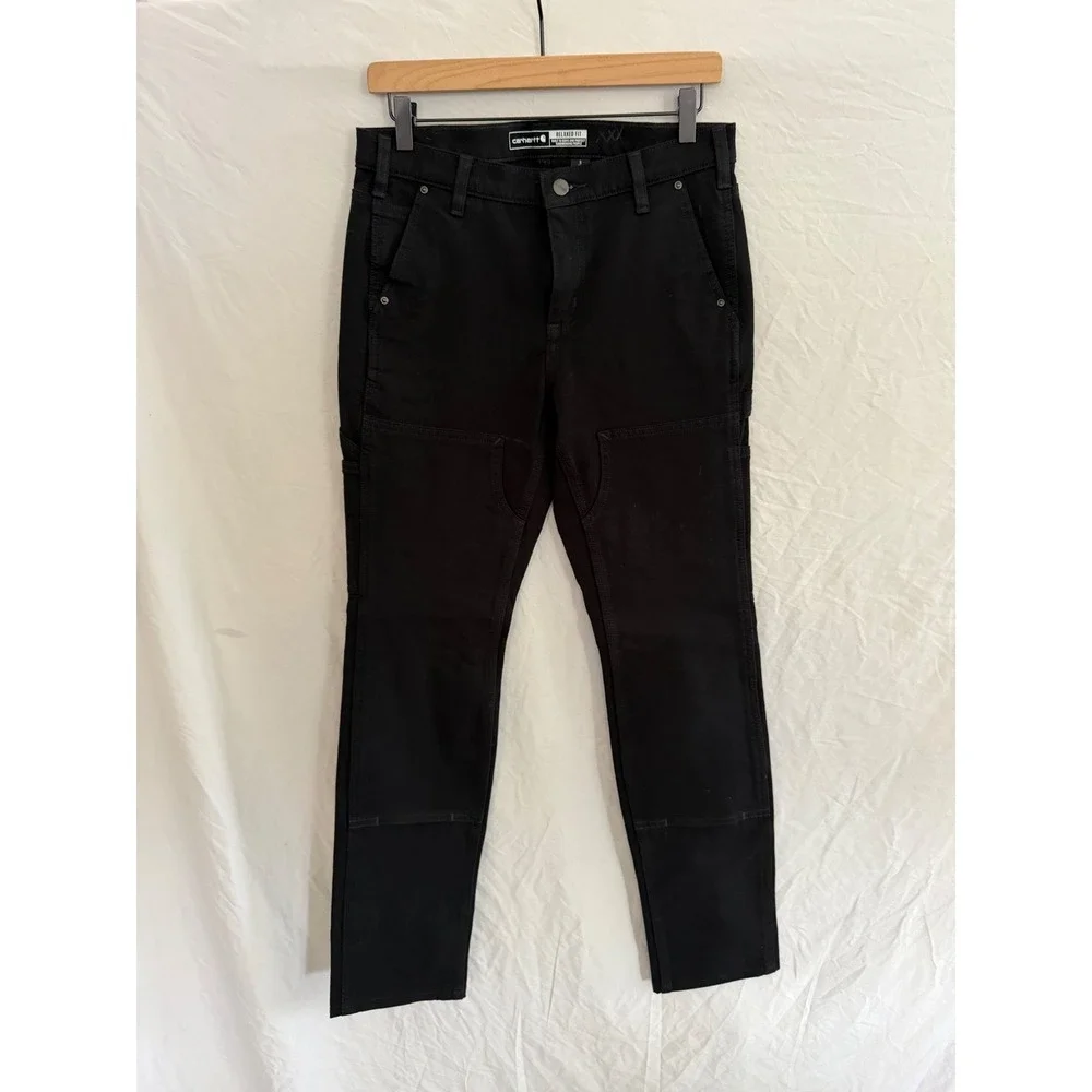 Carhartt Work Pants Womens Black Rugged Flex Double Front Relaxed Fit 6 Tall